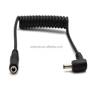 Customized Spring spiral cable 90 degree elbow 2.5mm dc plug to 4.0mm dc jack