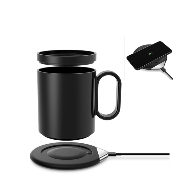Coffee Mug Warmer 350ml Ceramic Cups Both Smart Insulation and Mobile Phone Wireless Charging Induction Heater