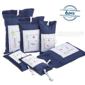 Lot de 6 sacs purificateurs d'air au charbon de bambou activé, éliminateur d'odeurs et de moisissures, déshumidificateur pour voitures, placards, salles de bain et zones pour animaux de compagnie - Product Image 1