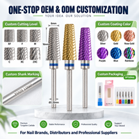 Fabricant OEM ODM Marque Privée Embouts à Ongles Professionnels en Carbure 5-en-1, Embouts de Sécurité pour Cuticules, Embouts de Lime à Ongles Professionnels avec Tige de 3/32 pouces