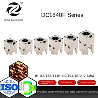 Soket DC Vertikal Arus Tinggi DC1840F Kuningan Perak & Plastik untuk Komputer TV Konsol Game