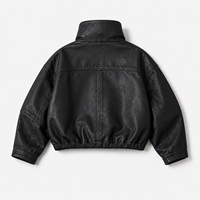 Blouson Bomber en Cuir Vieilli Coupe Décontractée Personnalisé OEM avec Broderie Minimaliste et Silhouette Structurée, Col Montant