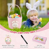Panier de Pâques personnalisé avec poignée, forme ovale, lapin, corde tressée, cadeau vide, œufs, panier de chasse au trésor pour bébé, en bois