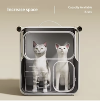 Valise de voyage grande capacité pour chats, portable, multi-chats, multifonctionnelle, à roulettes, sac à dos transparent