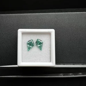 Perle de Moissanite bleue verte en vrac pour cerf-volant, coupe fantaisie spéciale, pierre précieuse de clarté VVS1 Lab