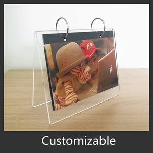Présentoir de table en acrylique PP de type <span class=keywords><strong>V</strong></span> pour calendriers A6, A7, A8, albums photo, menus et prix, avec cadre photo PP à rabat tendance - Product Image 3