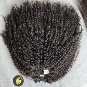 Cuticle Aligned Vietnamese Kinky <b>Curly</b> Hair Weft Bundles Hair <b>Extensions</b> from 8-40 inches Super Double Drawn Hair from One Donor - Product Image 1
