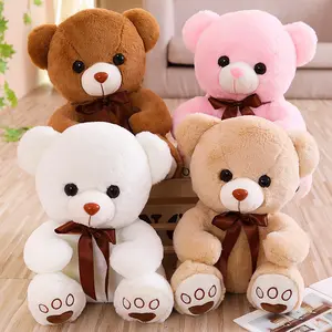 Sitting Fluffy Cute White Brown Pink Without Filling Teddy Bear Soft Toys Plush Skin