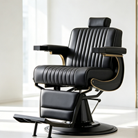 Chaise de barbier de luxe moderne et robuste, inclinable hydrauliquement, noire, pour salon de coiffure, chaise de barbier professionnelle