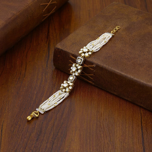 Kundan <b>Charm</b> <b>Bracelet</b> Gold Plated Pearl <b>Beaded</b> Jewelry <b>Bracelet</b> for Women Party Wear - Product Image 1