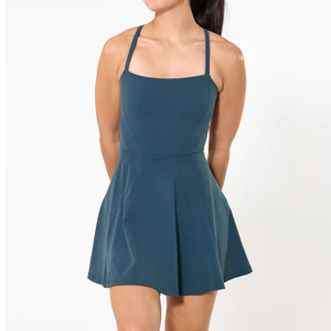 Robe <span class=keywords><strong>de</strong></span> <span class=keywords><strong>tennis</strong></span> unie avec logo personnalisé jupe <span class=keywords><strong>de</strong></span> sport coupe ajustée avec <span class=keywords><strong>short</strong></span> à séchage rapide jupe <span class=keywords><strong>de</strong></span> <span class=keywords><strong>tennis</strong></span> bleue sexy robe <span class=keywords><strong>de</strong></span> golf pour femmes - Product Image 1