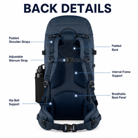 Sac de voyage imperméable 52L, dos rembourré personnalisé, multi-compartiments, sac à dos de randonnée pour le VTT