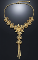 Ensemble de colliers en laiton plaqué or 24 carats Z H Jewelry Wholesale, bijoux élégants et imposants pour femmes, accessoires de mode vintage.