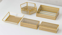 Nouveau produit ligne de verre de rotin plateau de bijoux de stockage de beauté boîte de rangement de décor à la maison
