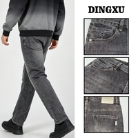 Jean gris délavé pour homme, coupe slim fuselée, denim délavé effet vieilli, pantalon décontracté classique à cinq poches, longueur cheville