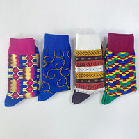 Chaussettes africaines imprimées unisexes à prix de gros, longues, tendance, 100 % coton, Ankara