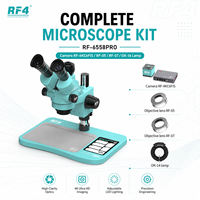 Microscope stéréoscopique trinoculaire RF-6558PRO-4KC6FIS avec caméra 4K et éclairage annulaire LED pour usage industriel, réparation de matériel informatique et de cartes PBC