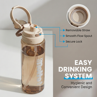 Bouteille d'eau en PC de 700 ml avec paille, anti-fuite, portable, pour le sport, les voyages en plein air, le camping, la gym, la randonnée et le cyclisme