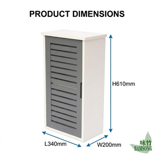 Armoire <span class=keywords><strong>de</strong></span> rangement <span class=keywords><strong>blanche</strong></span> et grise avec <span class=keywords><strong>porte</strong></span> à persiennes, style minimaliste moderne, 2 niveaux séparés pour ranger les serviettes, les articles <span class=keywords><strong>de</strong></span> <span class=keywords><strong>toilette</strong></span>, armoire <span class=keywords><strong>de</strong></span> salle <span class=keywords><strong>de</strong></span> bain - Product Image 3