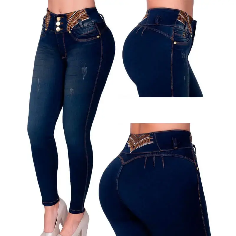 Calças de Brim Das Mulheres Butt Lift colombianas das Mulheres Quentes Clássico Pull-On Calças Jeans Stretch de Cintura Alta Jeans Skinny Jeans Slim Fit Calças Lápis