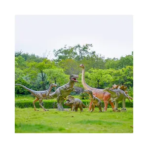 Custom fiberglass dinosaur animal sculpture for park lawn ornaments