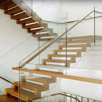 Escalier flottant intérieur personnalisé avec marches en bois, poutre invisible, escalier droit, escalier flottant moderne pour usage domestique