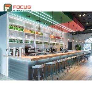 Large Format Cafe Service Counter White Panel Finish Coffee Bag Display Area Storefront Cafe Counter - Product Image 5