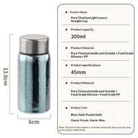 Cangkir Kopi Titanium Murni Tekstur Es Multi Warna Mini, Botol Air Titanium Kecil Portabel untuk Dibawa di Saku