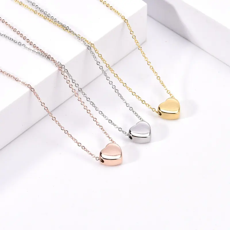 JY Custom Heart Pendant Necklace Womens Stainless Steel Love Cute Heart Shape Dainty Gold Necklace With Pendant