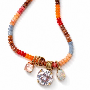 Collana Boho Fatta a Mano per Donne SongYi, Colorata con <span class=keywords><strong>Perline</strong></span> e Grande Ciondolo in Cristallo, Gioiello da Collo alla Moda - Product Image 4