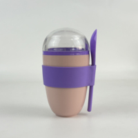 Boîte à lunch à compartiment unique de petite taille de couvercle en plastique de tasse à salade à double paroi portative pour la conservation de collations saines en déplacement