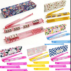 4 Piezas de Soportes Plegables de Plástico para Mahjong, Caja de Almacenamiento con Impresión Personalizada, Portátiles, para Fichas de Mahjong Americano, Accesorios - Product Image 1