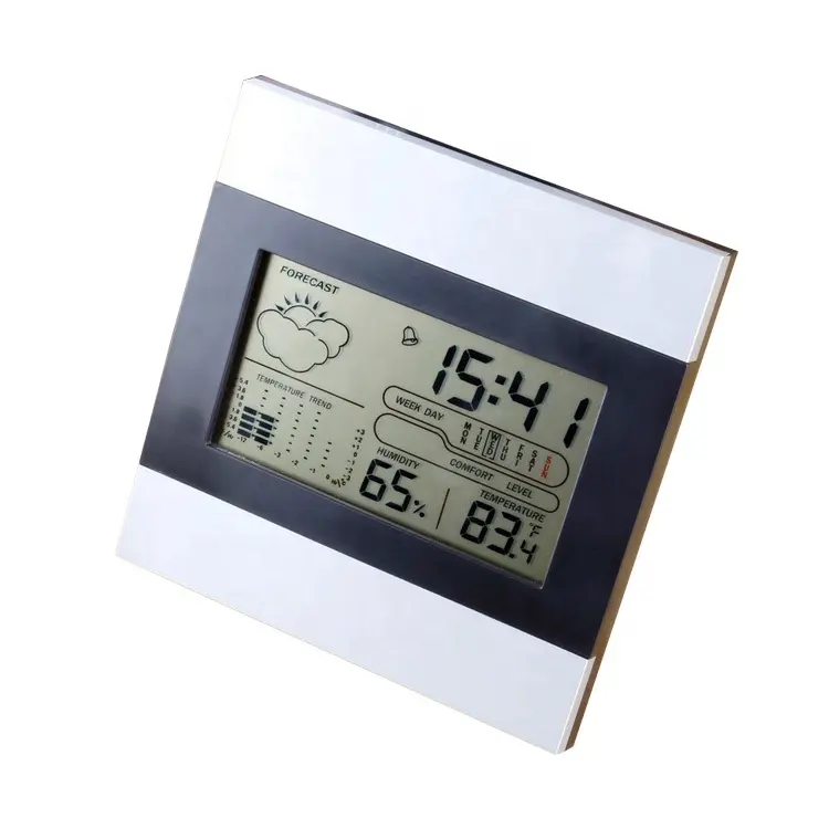 Digitales Thermometer-Hygrometer mit großem LCD-Bildschirm und Wecker-Wetter vorhersage für das Gewächshaus in Innenräumen