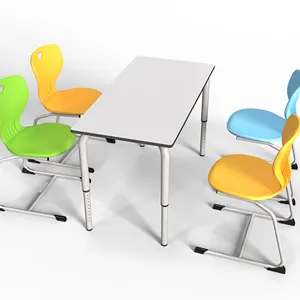 Moderne École Primaire Étudiants Rectangle de Haute Qualité Enfants école table 4 personnes table d'étude