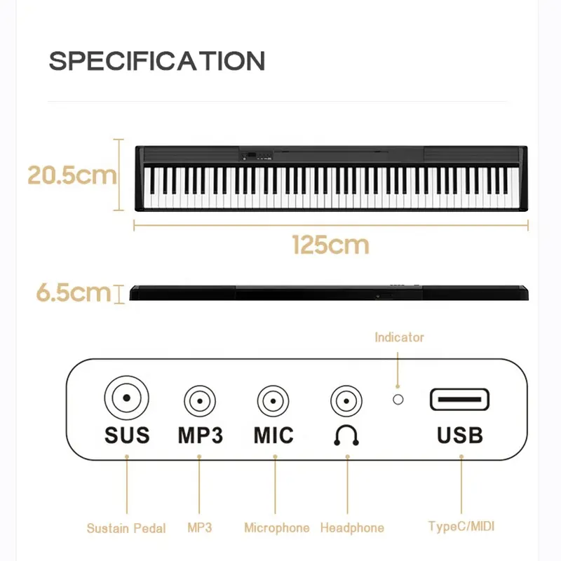 Bora Muziekinstrument Digitale Piano 88 Keyboard Piano Bx16 Ondersteuning Midi Draagbare Piano Gemakkelijk Te Dragen Digitaal Orgel