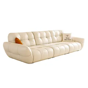 Ji&2025 Nouveau modèle Canapé une place en cuir véritable style crème européen luxe léger pour salon - <span class=keywords><strong>Olympia</strong></span> Multifonctionnel - Product Image 1