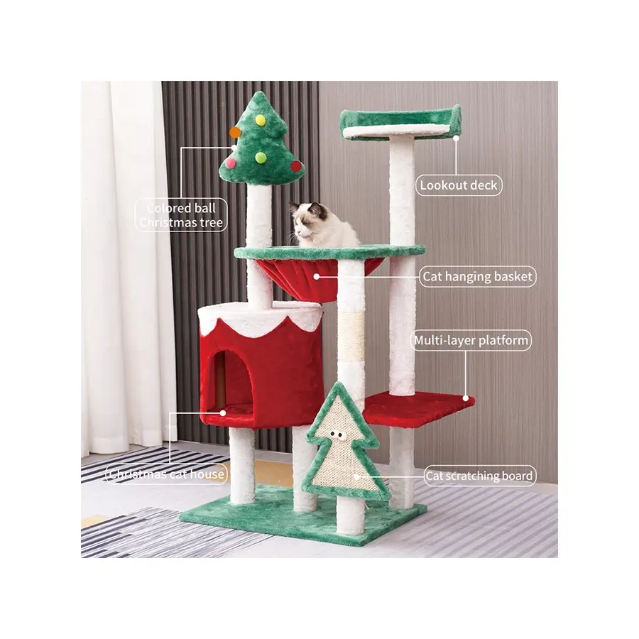 Рождественская елка, башня для кошек, пеньковая веревка, намотка для больших кошек, милая Цветочная башня для кошек