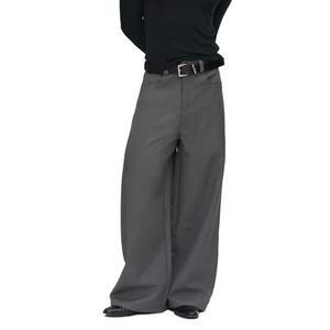 กางเกงขายส่งแฟชั่นลำลองทรงโอเวอร์ไซส์สำหรับผู้ชาย ทรงหลวม ตะเข็บข้างแบบจีบ ดีไซน์แบบมีบานพับ กางเกงจีบผู้ชาย - Product Image 1