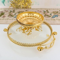 Plateau rond en métal et verre électroplaqué pour fruits et collations, bol à fruits, ornement décoratif, usage domestique, style européen, accessoire de table basse