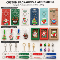 Porte-clés 3D en PVC souple personnalisable avec motifs de bonhomme de neige et Père Noël de dessin animé - Pendentif de voiture en peluche personnalisé, breloque de sac à dos, porte-clés perlé