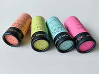 Emballage personnalisé haut de gamme pour bâtonnets de déodorant et baumes à lèvres, en tubes de papier kraft, écologiques, faits main, recyclables, avec estampage à chaud et système de poussoir