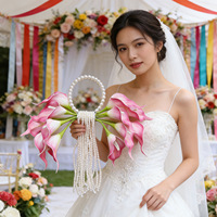 Grenzüberschreitender Bestseller Calla-Lilien Handgebundener Wasserfall-Blumenstrauß (Kunststoff PU) Perfektes Hochzeitsgeschenk Freunde Foto-Requisite Braut