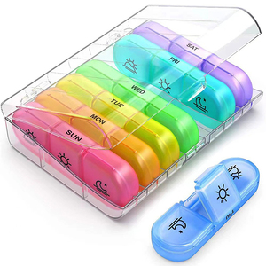 7 Day Plastic Pill Storage Cases Organizer Promotional Portable Weekly Pill Box for Efficient Pill Management