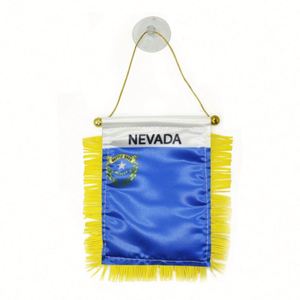 Mini Bandera de Satén Personalizada del Estado de Nevada con Borlas Amarillas, Impresión Digital para Automóviles y Educación, para Autos y Escuelas - Product Image 1