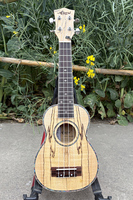 Vente en gros Aiersi Marque 21 pouces ukulélé soprano de haute qualité Curly Spalted Maple Ukelele Guitare Cordes Instrument de musique