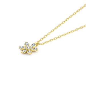 Hong Kong Supplier Fine Jewelry Flower <b>Necklace</b> 18K Solid Yellow Gold Real Natural Diamond Flower Charm <b>Necklace</b> For Women - Product Image 4
