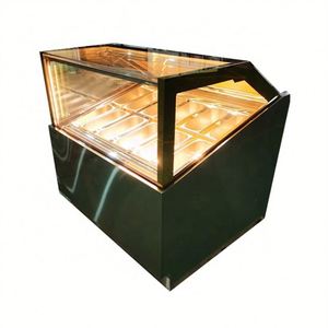 Uso comercial Congelador de recogida de helados de 16 sartenes Exhibición de gabinete de vidrio de inmersión de helado de temperatura única - Product Image 4
