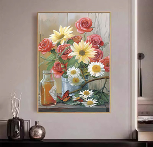 Kit <span class=keywords><strong>de</strong></span> pintura <span class=keywords><strong>de</strong></span> Arte <span class=keywords><strong>de</strong></span> tela impresa <span class=keywords><strong>con</strong></span> puntos <span class=keywords><strong>de</strong></span> diamante, decoración <span class=keywords><strong>de</strong></span> pared clásica <span class=keywords><strong>con</strong></span> <span class=keywords><strong>flores</strong></span> en jarrón, taladro completo, arte <span class=keywords><strong>de</strong></span> diamante - Product Image 3