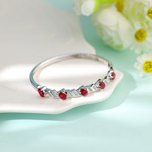 Custom Luxury Handmade 18K Solid Gold Fine Bangle High Quality Natural Diamonds Oval Shape <b>Ruby</b> Bangle Gifts for Women - Product Image 4