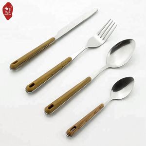 Wholesale High Grade <b>Plastic</b> Handle Spoons and Forks <b>Sets</b> 24 PCS Stainless Steel Flatware <b>Sets</b> With Shelf - Product Image 2